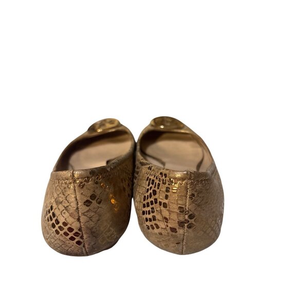 Tory Burch Gold Snake-Embossed Leather Ballet Flats Womens Size 7 - Picture 5 of 8